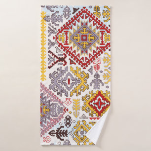 Indian rug paisley ornament pattern. Ethnic Mandal Bath Towel