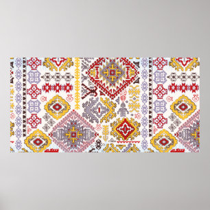 Indian rug paisley ornament pattern. Ethnic Mandal Poster