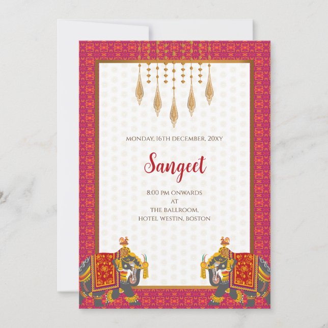 Indian Sangeet invitation & Indian wedding cards (Front)