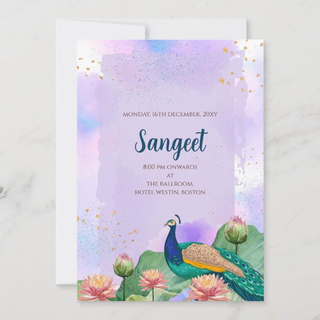 Indian Sangeet invitation & Indian wedding cards (Front)