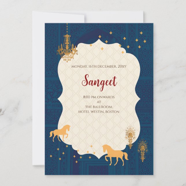 Indian Sangeet invitation & Indian wedding cards (Front)