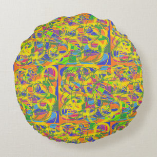 Indian sari look abstract art medallions green brr round cushion