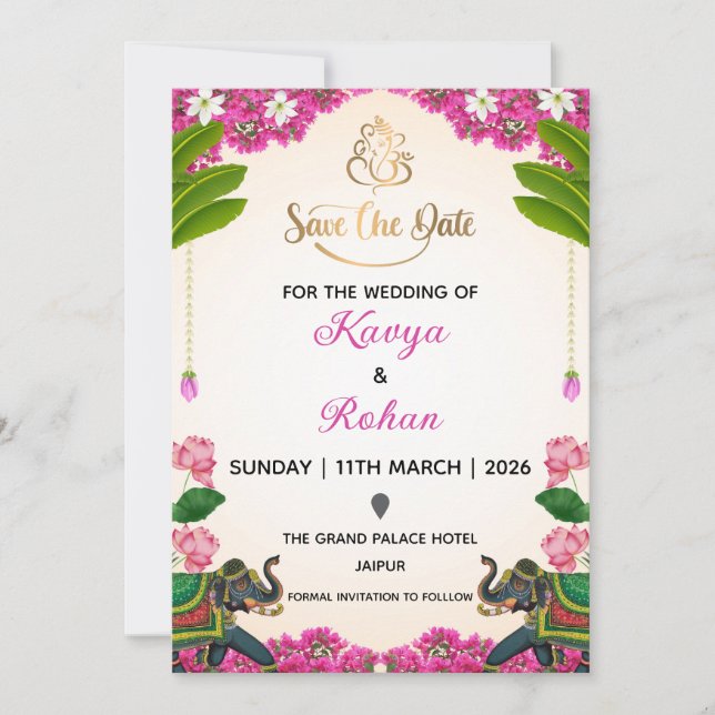 Indian Save the Date Wedding Invitation (Front)