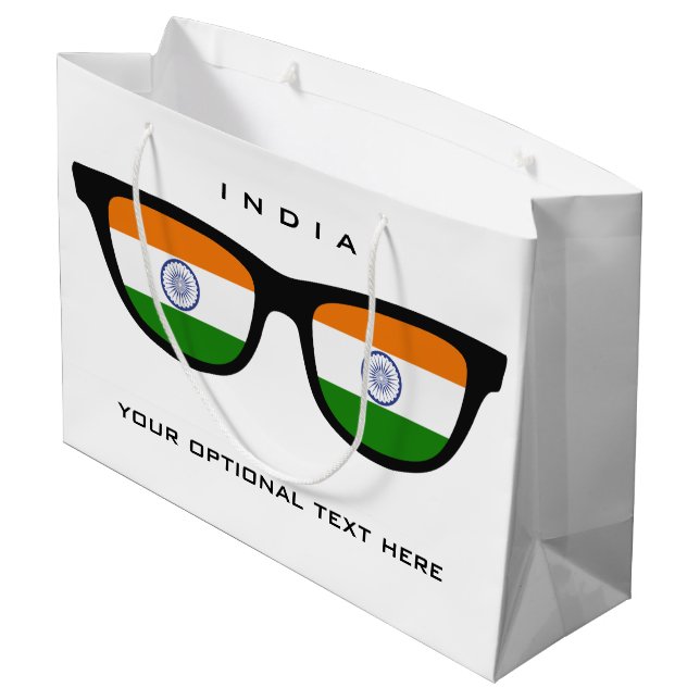 Indian Shades custom text & colour gift bag (Back Angled)