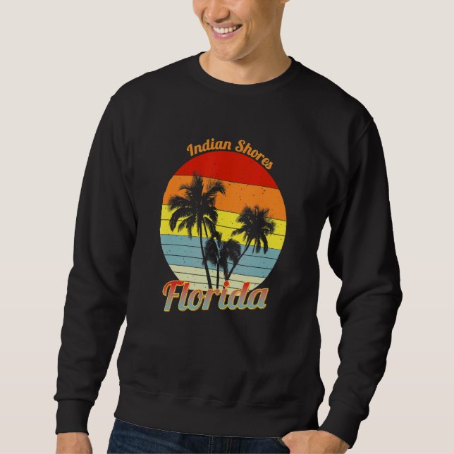 Indian Shores Florida Retro Tropical Palm Trees Va Sweatshirt (Front)