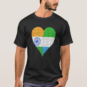 Indian Sierra Leonean Flag Heart T-Shirt