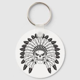 Indian Skull Chief Key Ring