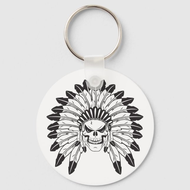 Indian Skull Chief Key Ring (Front)