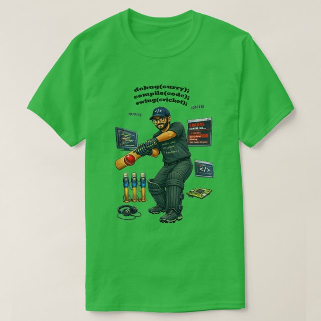 Indian Software Engineer Coder Playing Cricket URM T-Shirt (Design Front)