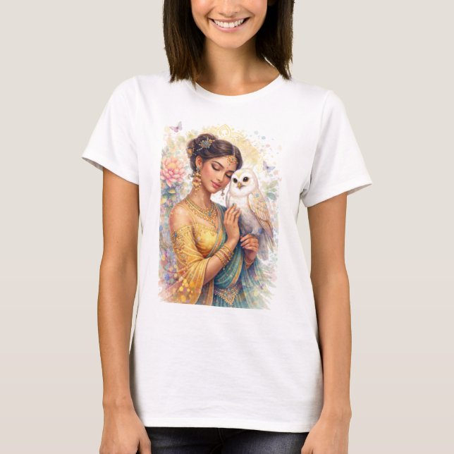 Indian Spring - Mystical Owl Portrait T-Shirt (Front)