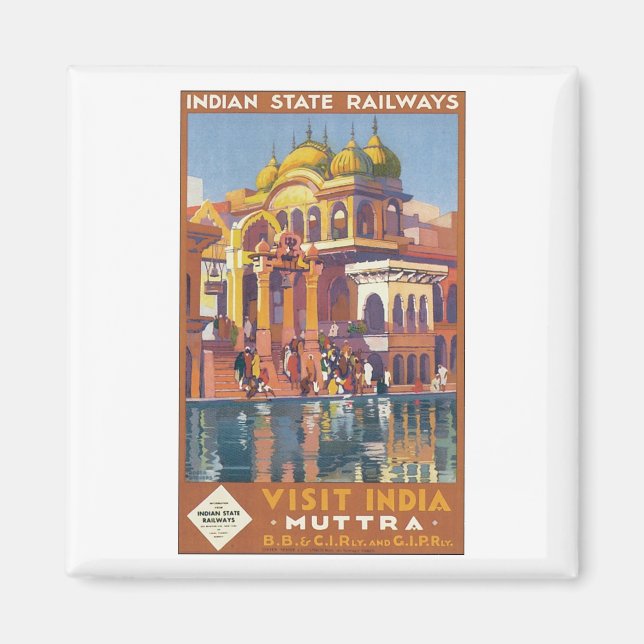 Indian State Railways Visit India Muttra Magnet (Front)
