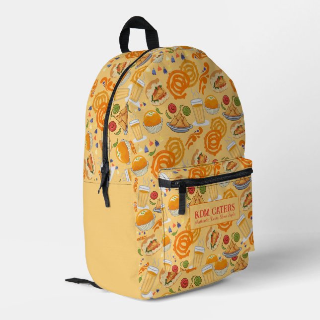Indian Street Food Pattern Colorful Festive Chai  Printed Backpack (Back Corner Left)