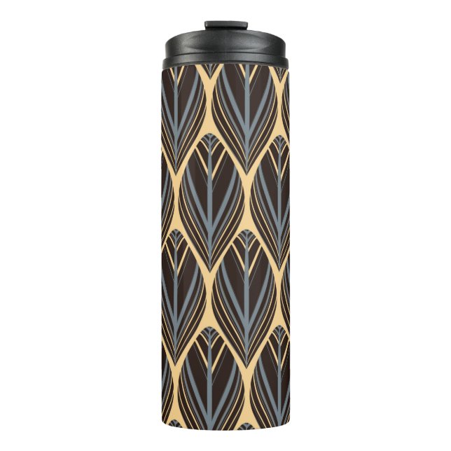 indian style feathers seamless pattern in silver i thermal tumbler (Front)