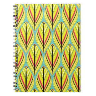 indian style feathers seamless pattern in yellow b notebook