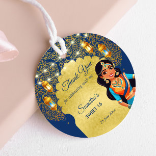 Indian style girls birthday party thank you favour tags