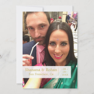 Indian Style Green Photo Wedding Save The Date Announcement