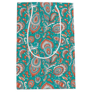Indian style paisley floral seamless pattern medium gift bag