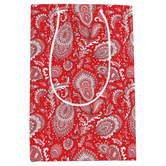Indian style paisley floral seamless pattern medium gift bag (Front)