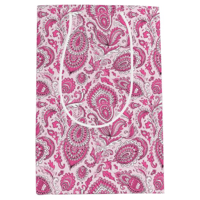 Indian style paisley floral seamless pattern medium gift bag (Front)