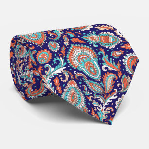Indian style paisley floral seamless pattern tie
