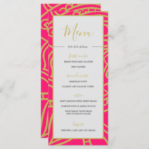 Indian Style Pink Gold Colour Chic Wedding Menu