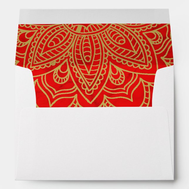 Indian Style Red Gold Colour Elegant Wedding Envelope (Back (Bottom))