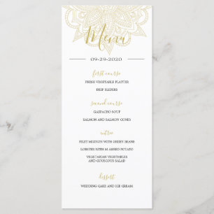 Indian Style Red Gold Coloured Chic Wedding Menu