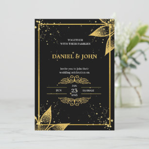 Indian Style Wedding Invitation: Black and Gold Invitation