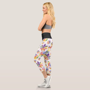 Indian Summer Autumn With Colourful Leaves Capri Leggings
