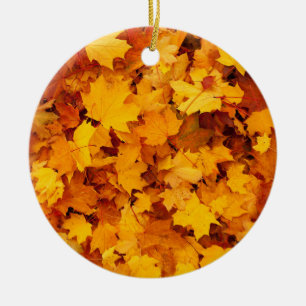 Indian Summer Golden Leaves Ceramic Tree Decoration