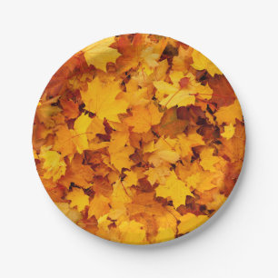 Indian Summer Golden Leaves Paper Plate