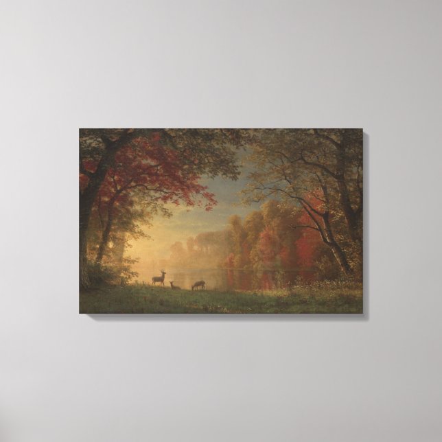 Indian Sunset Deer by a Lake Canvas Print (Front)