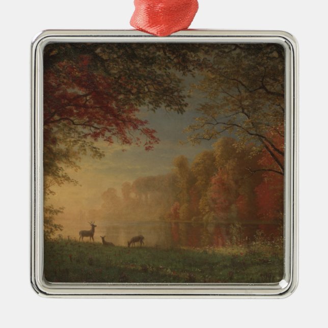 Indian Sunset Deer by a Lake Metal Tree Decoration (Front)