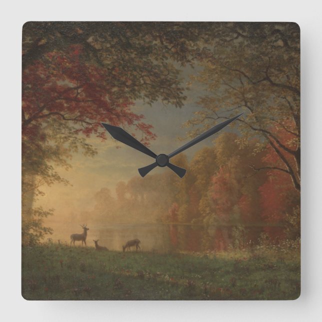 Indian Sunset Deer by a Lake Square Wall Clock (Front)