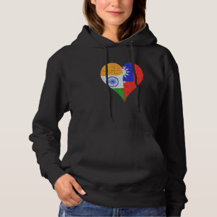 Indian Taiwanese Flag Heart Hoodie