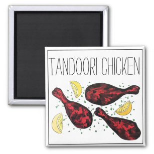 Indian Tandoori Chicken Food Illustration Art Magnet