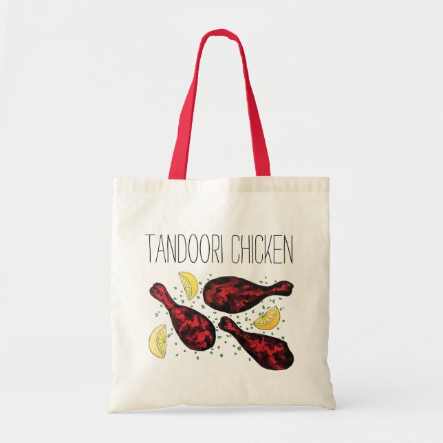 Indian Tandoori Chicken Food Illustration Art Tote Bag (Front)