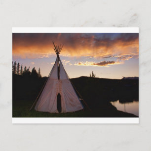 Indian Teepee Sunset landscape Postcard