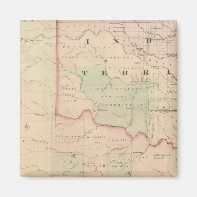 Indian Territory and Texas, North West Portion Magnet (Front)