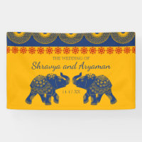 Indian Themed Elephants in Royal Blue Wedding