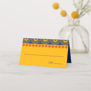 Indian Themed Elephants in Royal Blue Wedding  Place Card