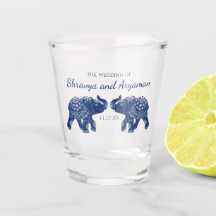 Indian Themed Elephants in Royal Blue Wedding Shot Glass