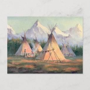 INDIAN TIPI CAMP by SHARON SHARPE Postcard