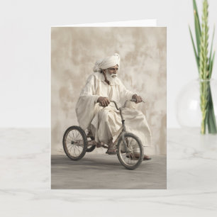 Indian Traditional Attire Riding Vintage Tricycle Invitation