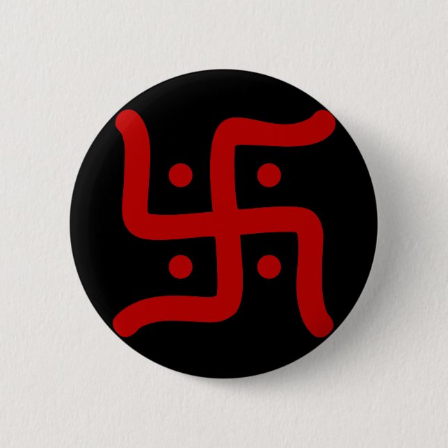 indian traditional hindu swastika symbol religion 6 cm round badge (Front)