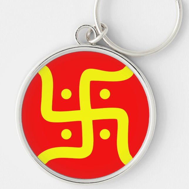 indian traditional hindu swastika symbol religion key ring (Front)