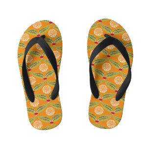 Indian Traditional Illustration Pattern. Kid's Jandals