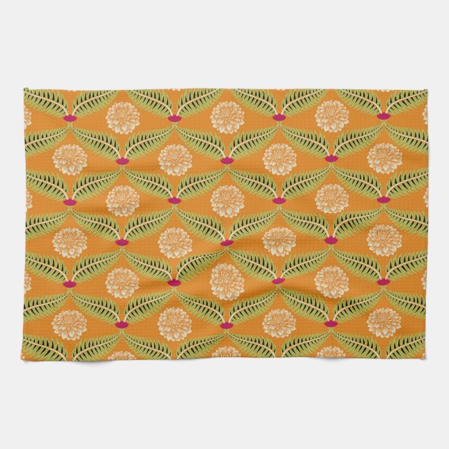 Indian Traditional Illustration Pattern. Tea Towel (Horizontal)