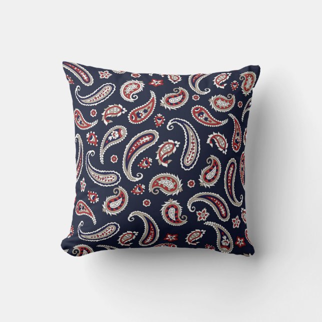 Indian Traditional paisley pattern on navy Cushion (Front)