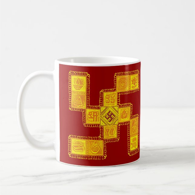 Indian Traditional Swastika Coffee Mug (Left)